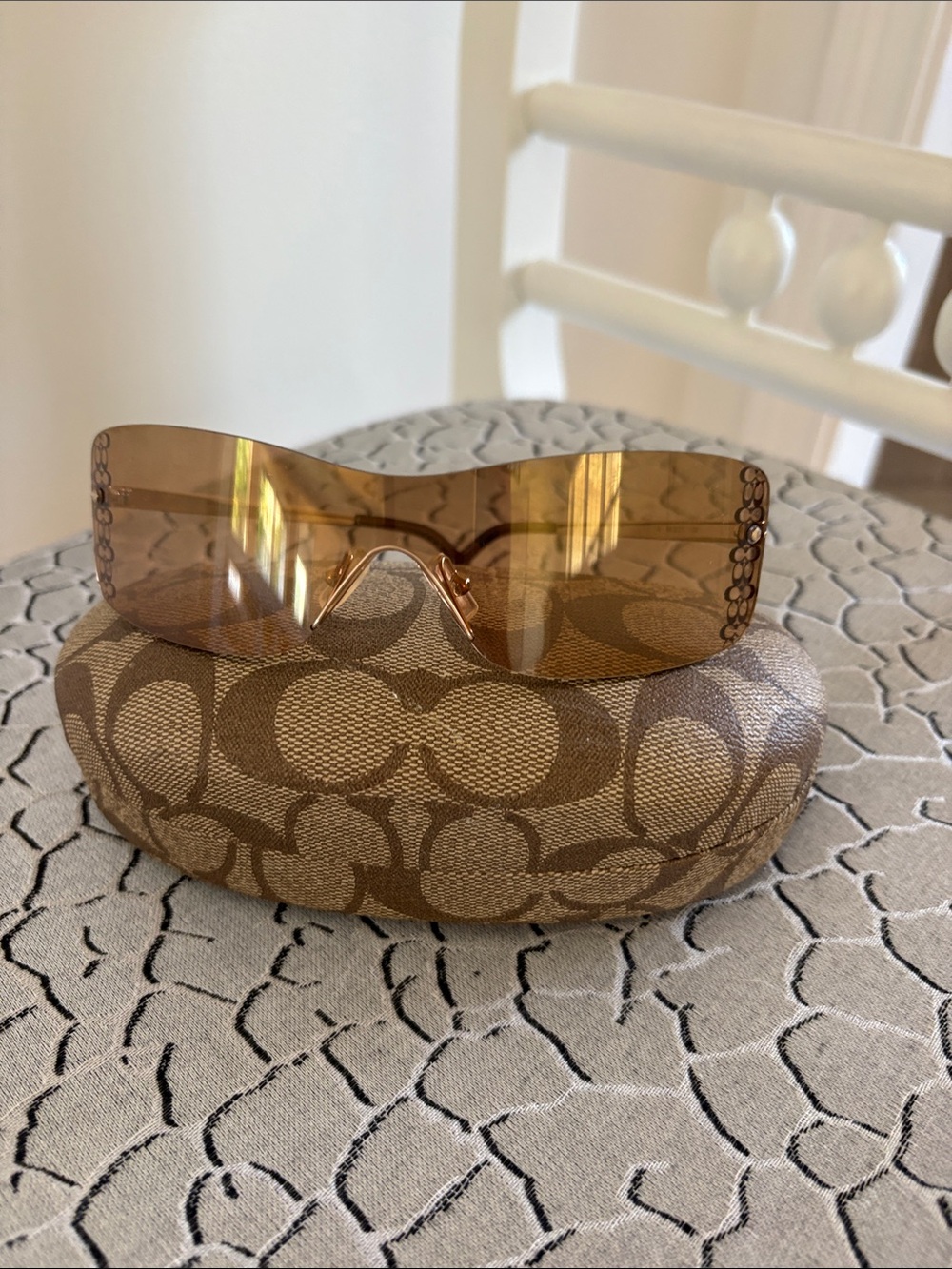Coach Brown Shield Sunglasses with Signature Logo Case